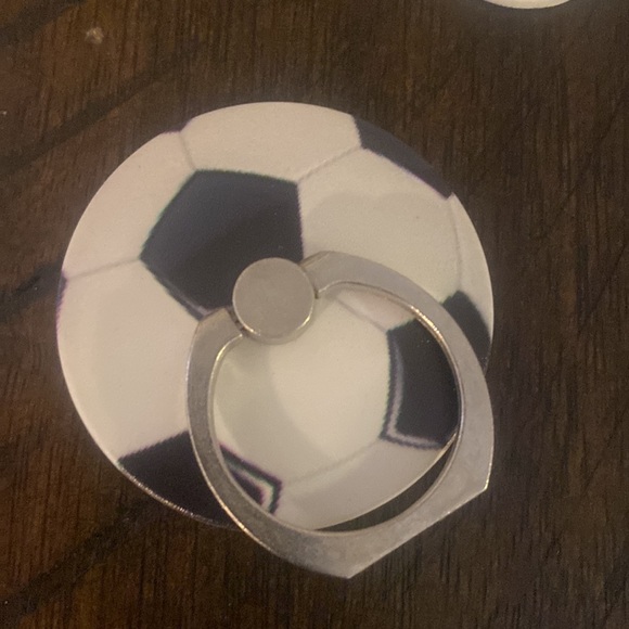 - NWT BLACK N WHITE EARRING AND SOCCER PHONE HOOP - Picture 3 of 4